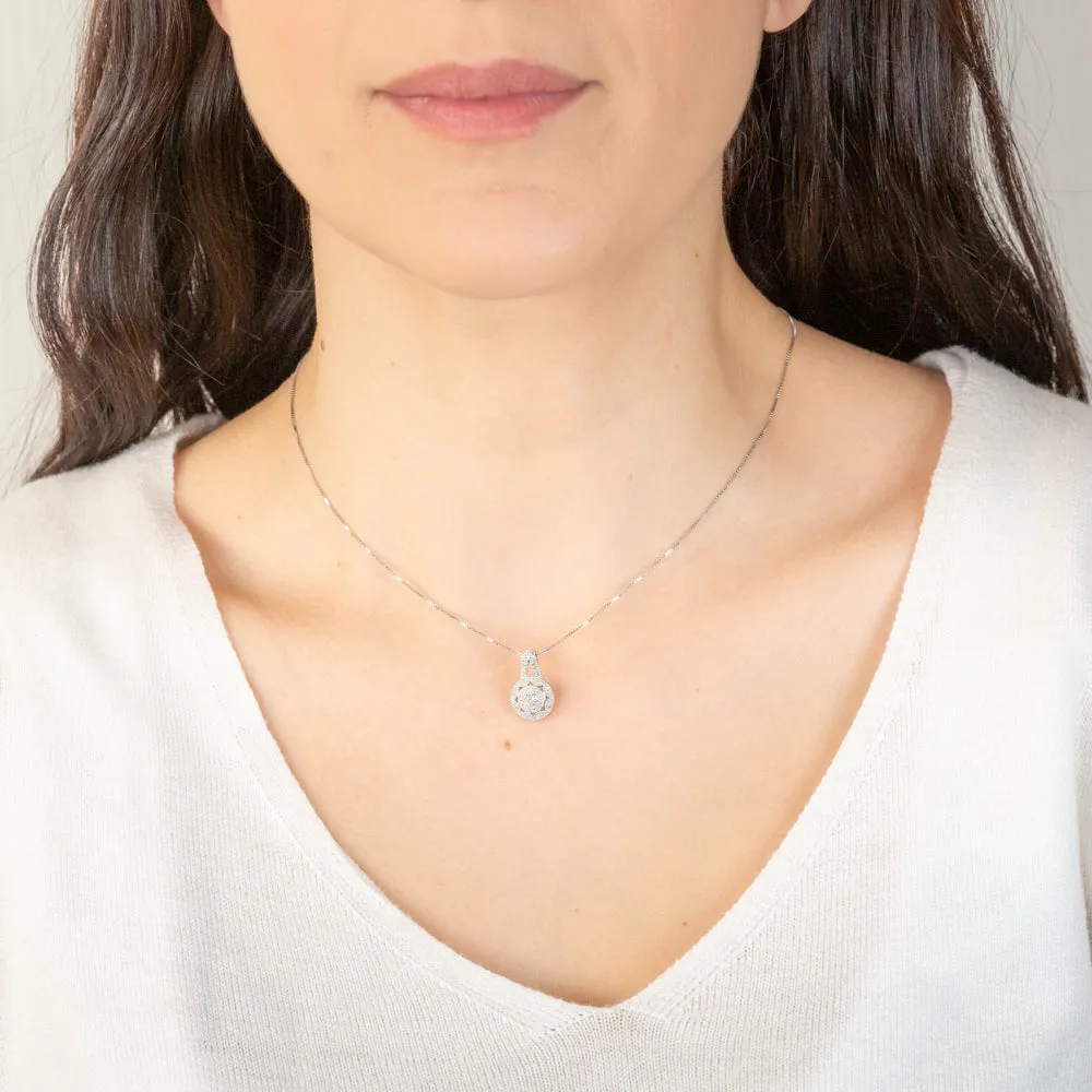 0.10 Carat Diamond Pendant in Sterling Silver on 45cm Box Chain Shiels
