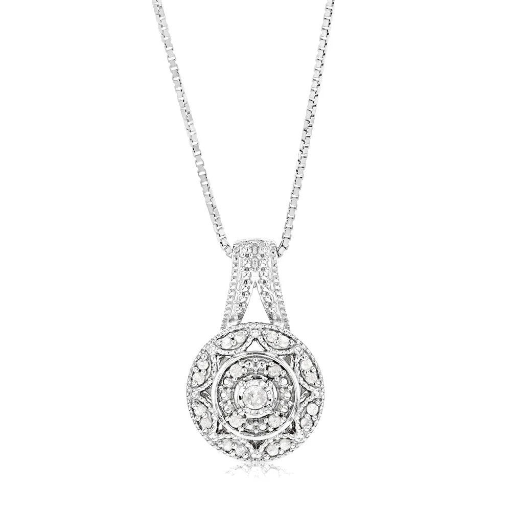 0.10 Carat Diamond Pendant in Sterling Silver on 45cm Box Chain Shiels