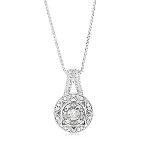 0.10 Carat Diamond Pendant in Sterling Silver on 45cm Box Chain Shiels