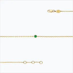 1 Stone 18K Gold Bracelet w. Tsavorite
