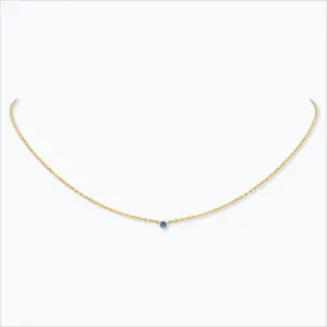 1 Stone 18K Gold Necklace w. Blue Sapphire
