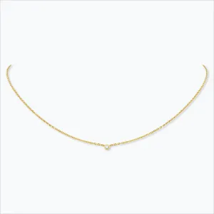 1 Stone 18K Gold Necklace w. Diamond