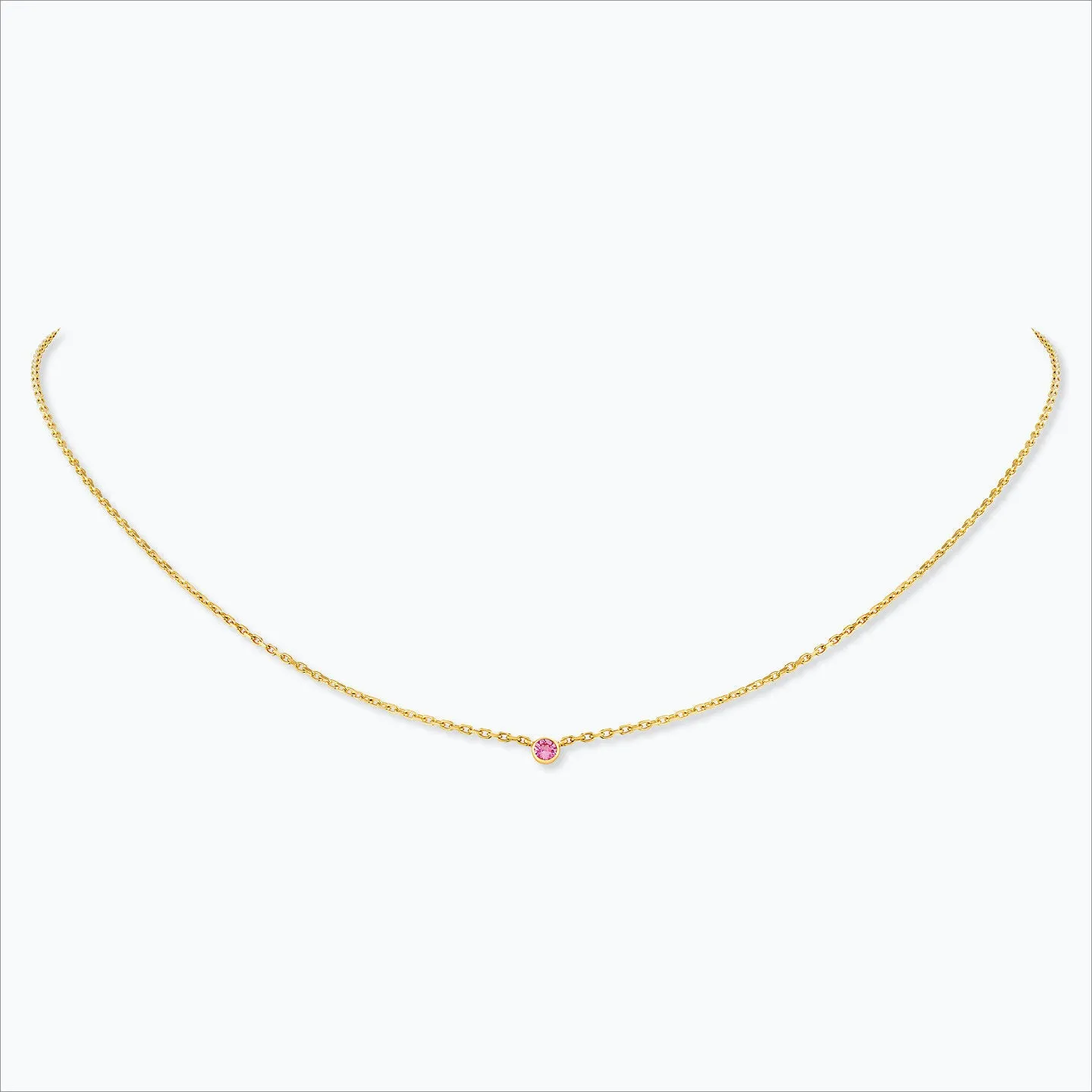 1 Stone 18K Gold Necklace w. Pink Sapphire