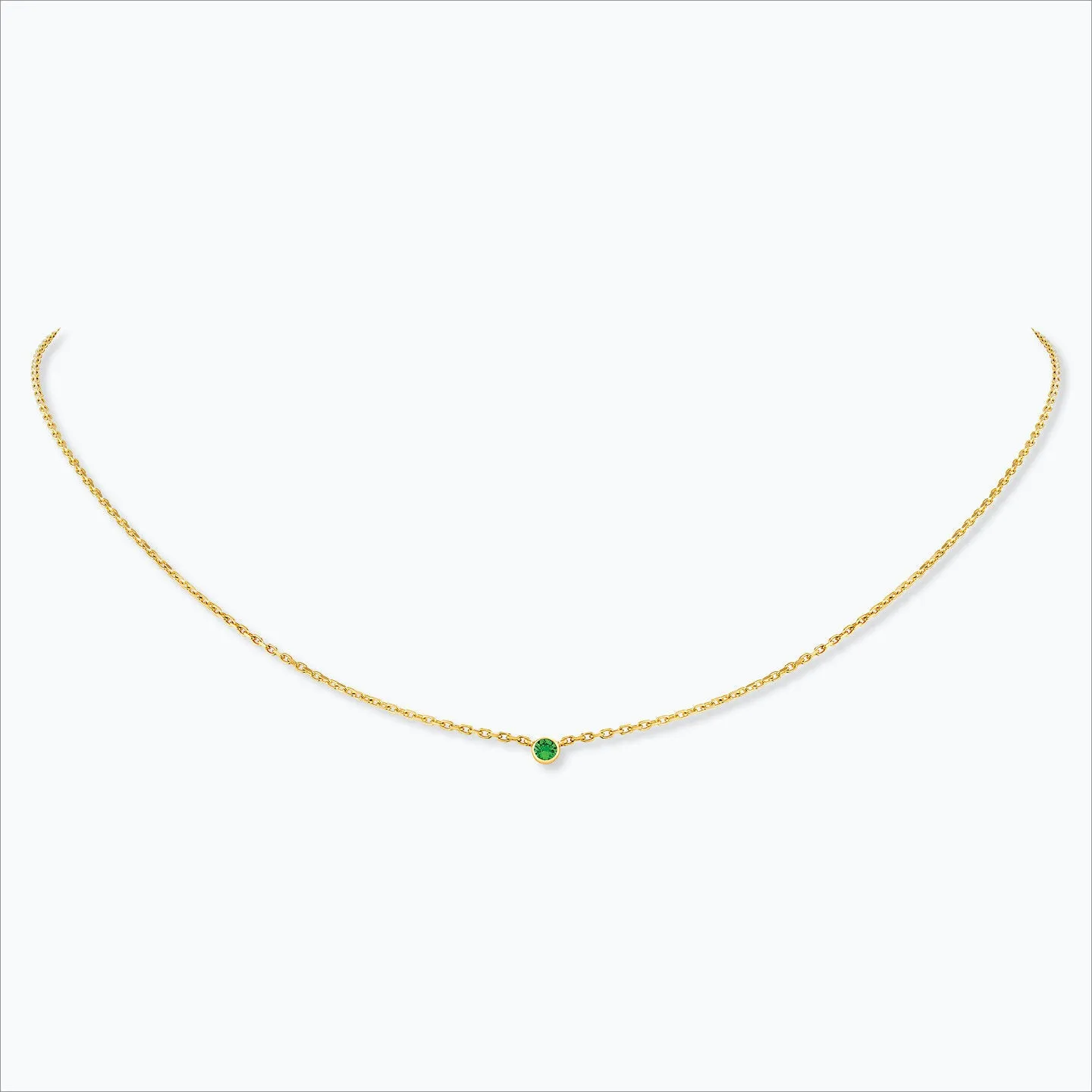 1 Stone 18K Gold Necklace w. Tsavorite