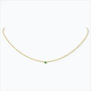 1 Stone 18K Gold Necklace w. Tsavorite