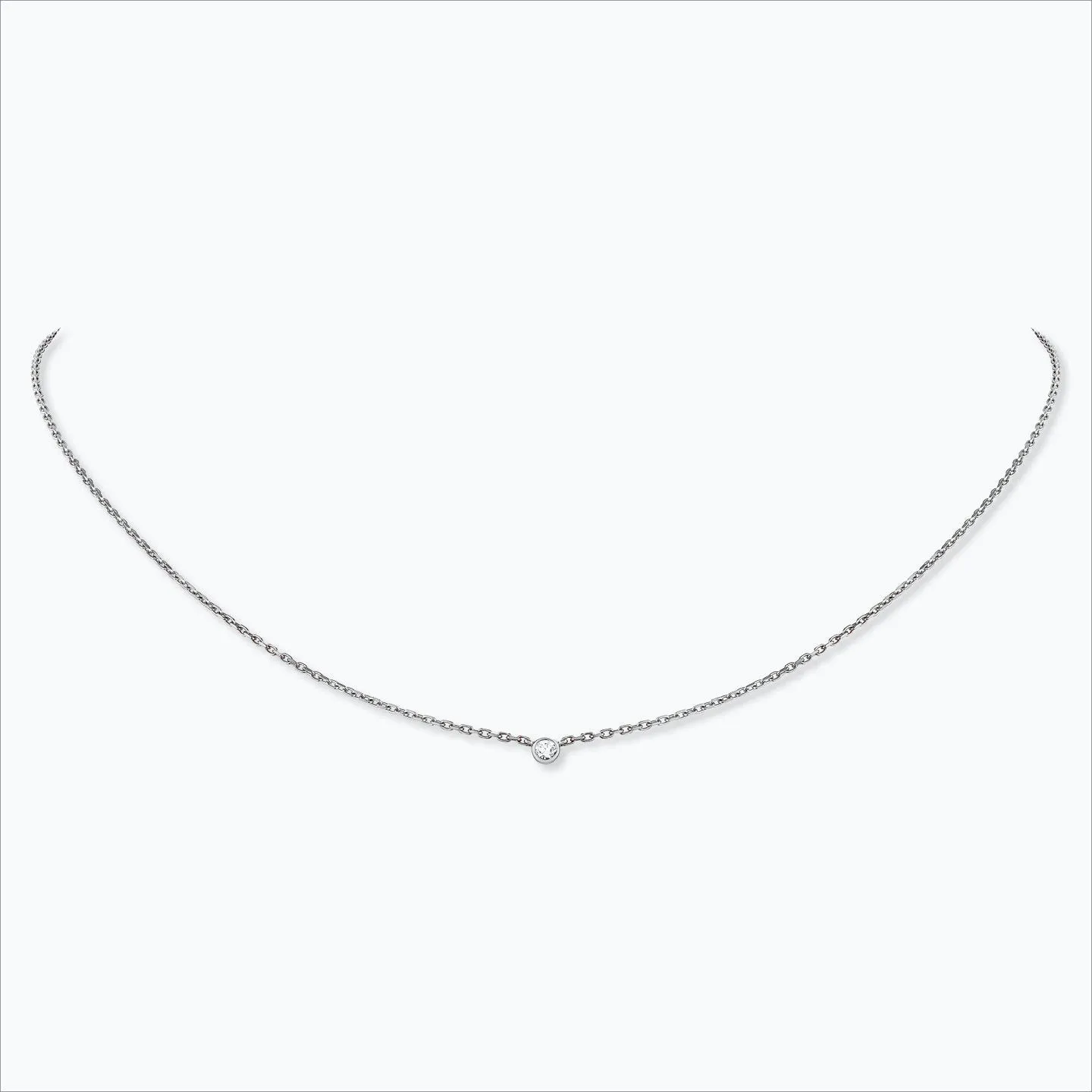 1 Stone 18K White Gold Necklace w. Diamond