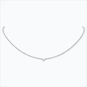 1 Stone 18K White Gold Necklace w. Diamond