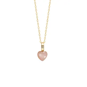 10K Gold Heart Pendant w. Moonstone & Diamond