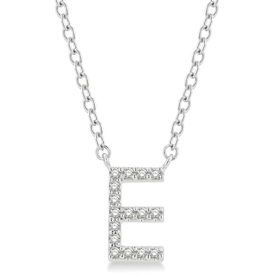 10K White Gold Diamond Initial Necklace