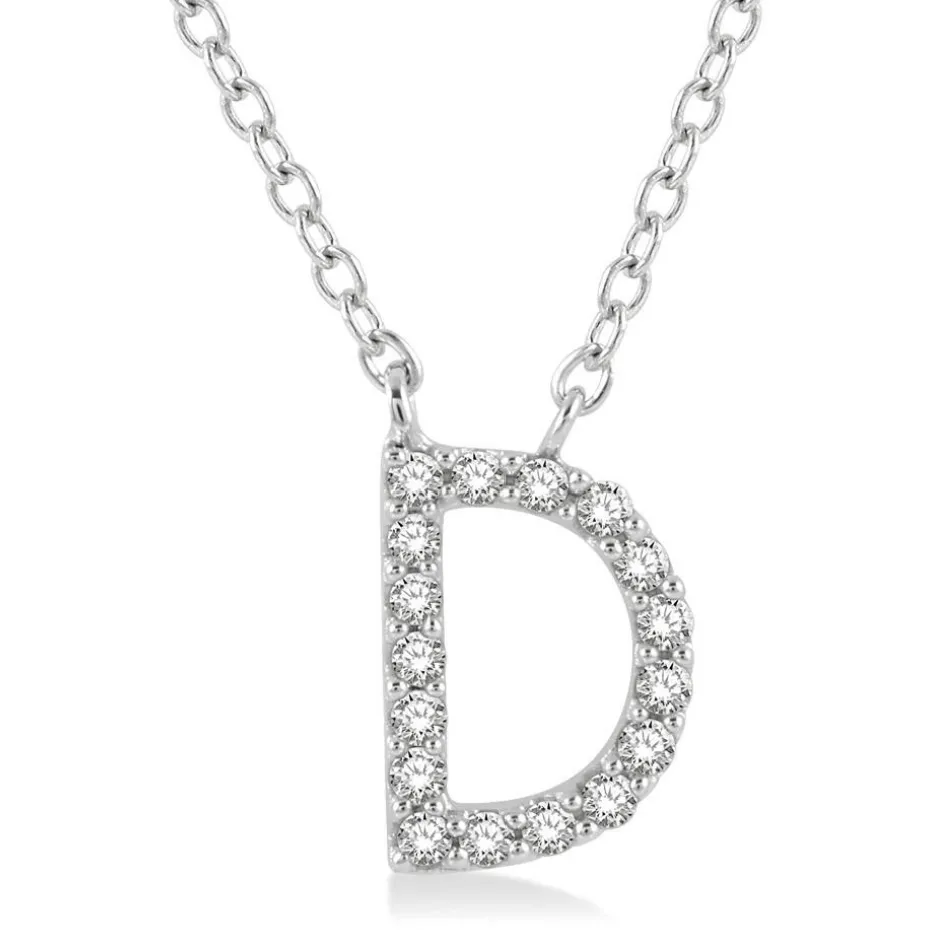 10K White Gold Diamond Initial Necklace