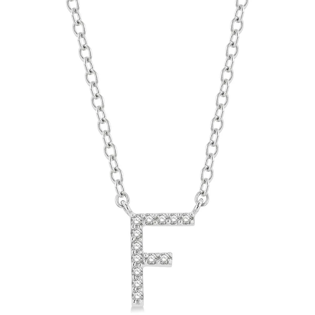 10K White Gold Diamond Initial Necklace