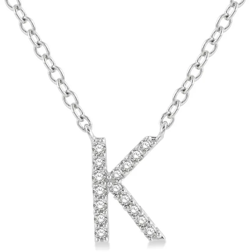 10K White Gold Diamond Initial Necklace