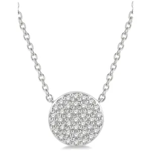 10K White Gold Petite Diamond Disc Pendant