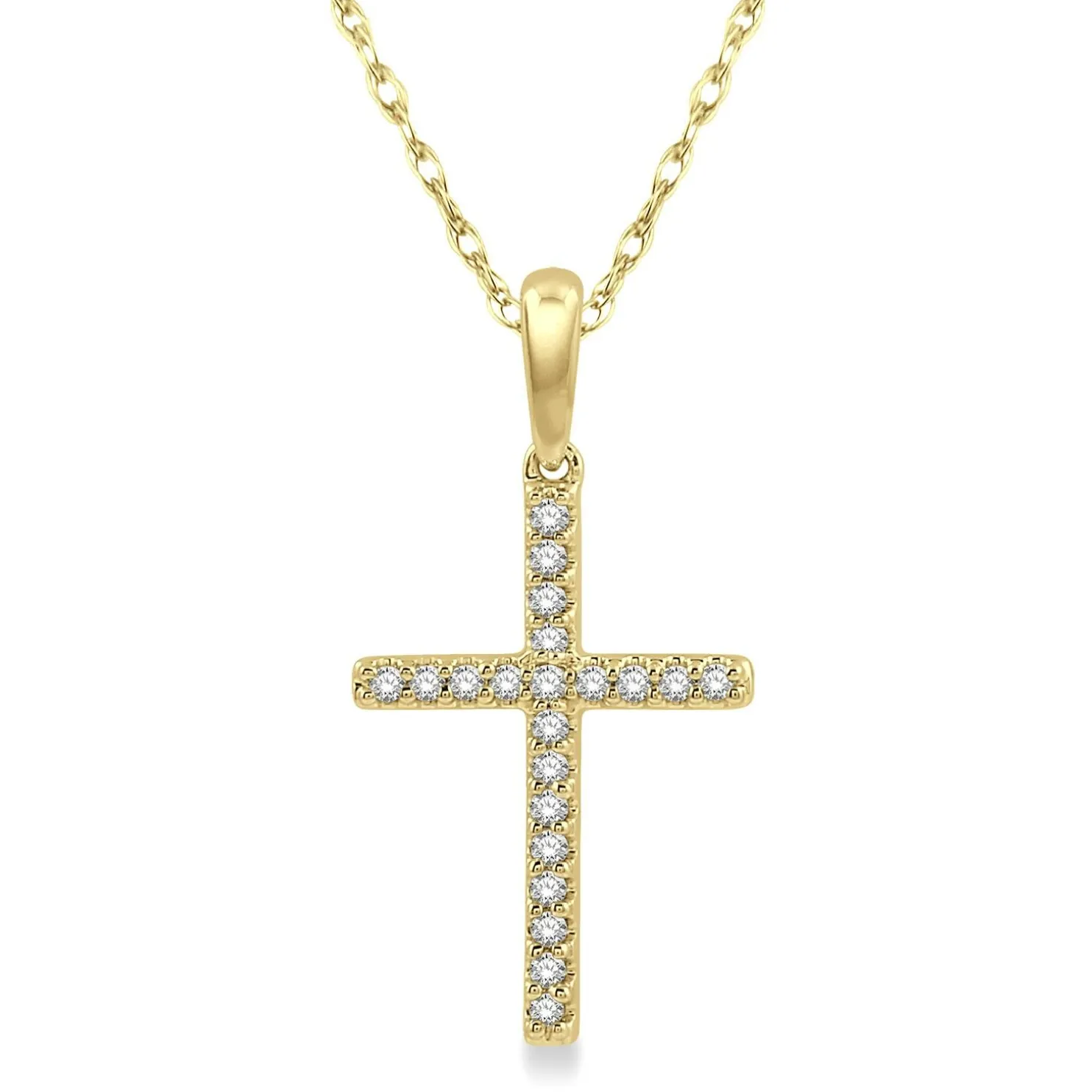 10K Yellow Gold Diamond Cross Pendant