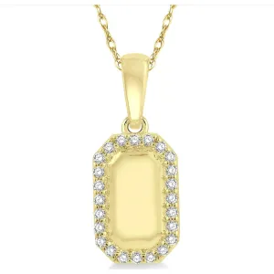 10K Yellow Gold Diamond Dog Tag Pendant
