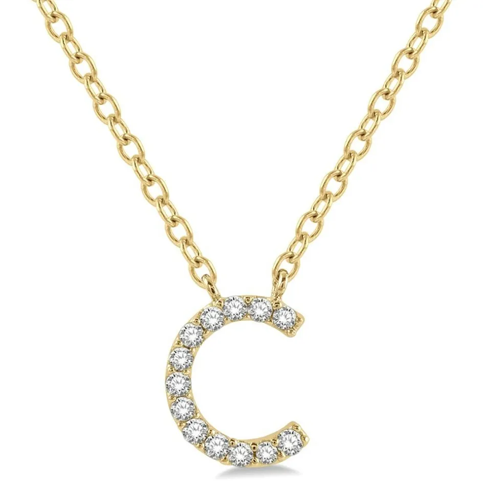 10K Yellow Gold Diamond Initial Necklace