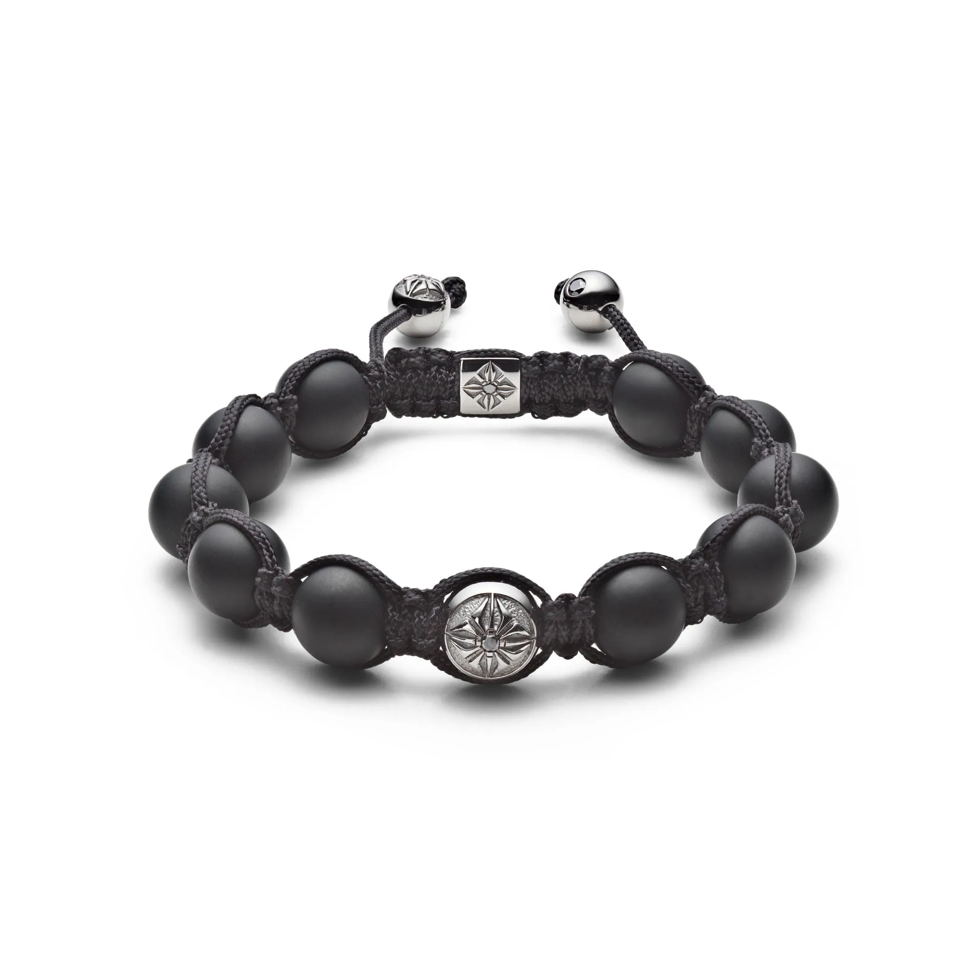 10mm Braided Black 18K Gold Bracelet w. Diamond