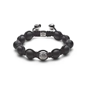 10mm Braided Black 18K Gold Bracelet w. Diamond