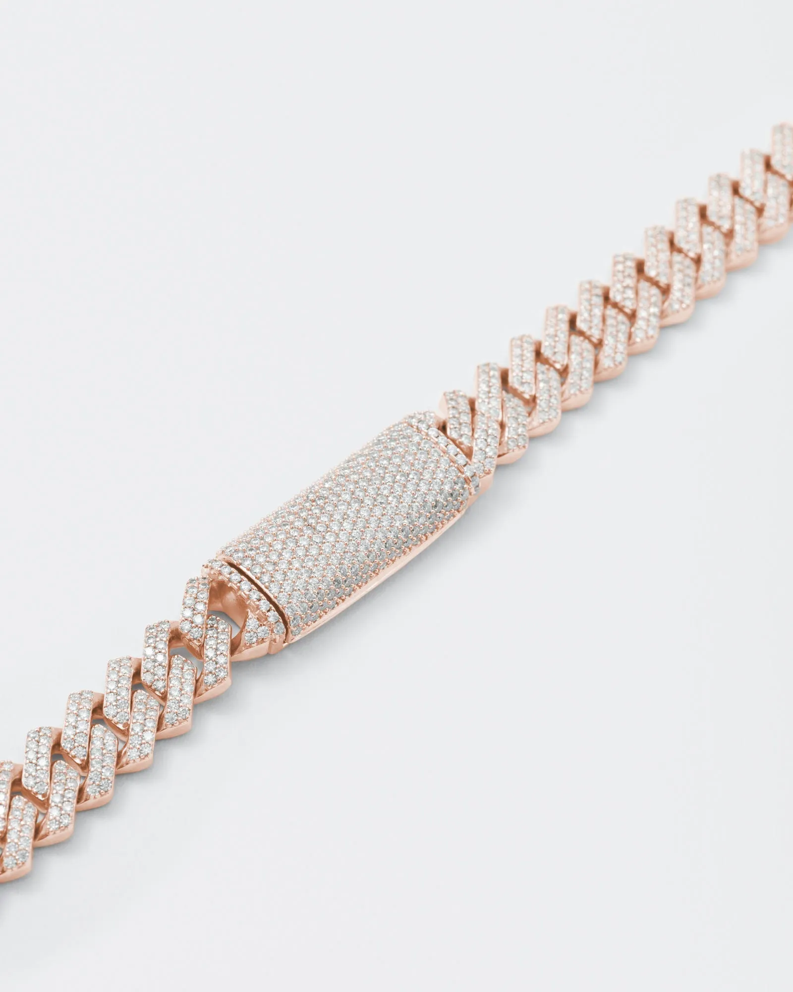 10mm Prong Pavé 18K Rose Gold coated Silver Bracelet w. Moissanite