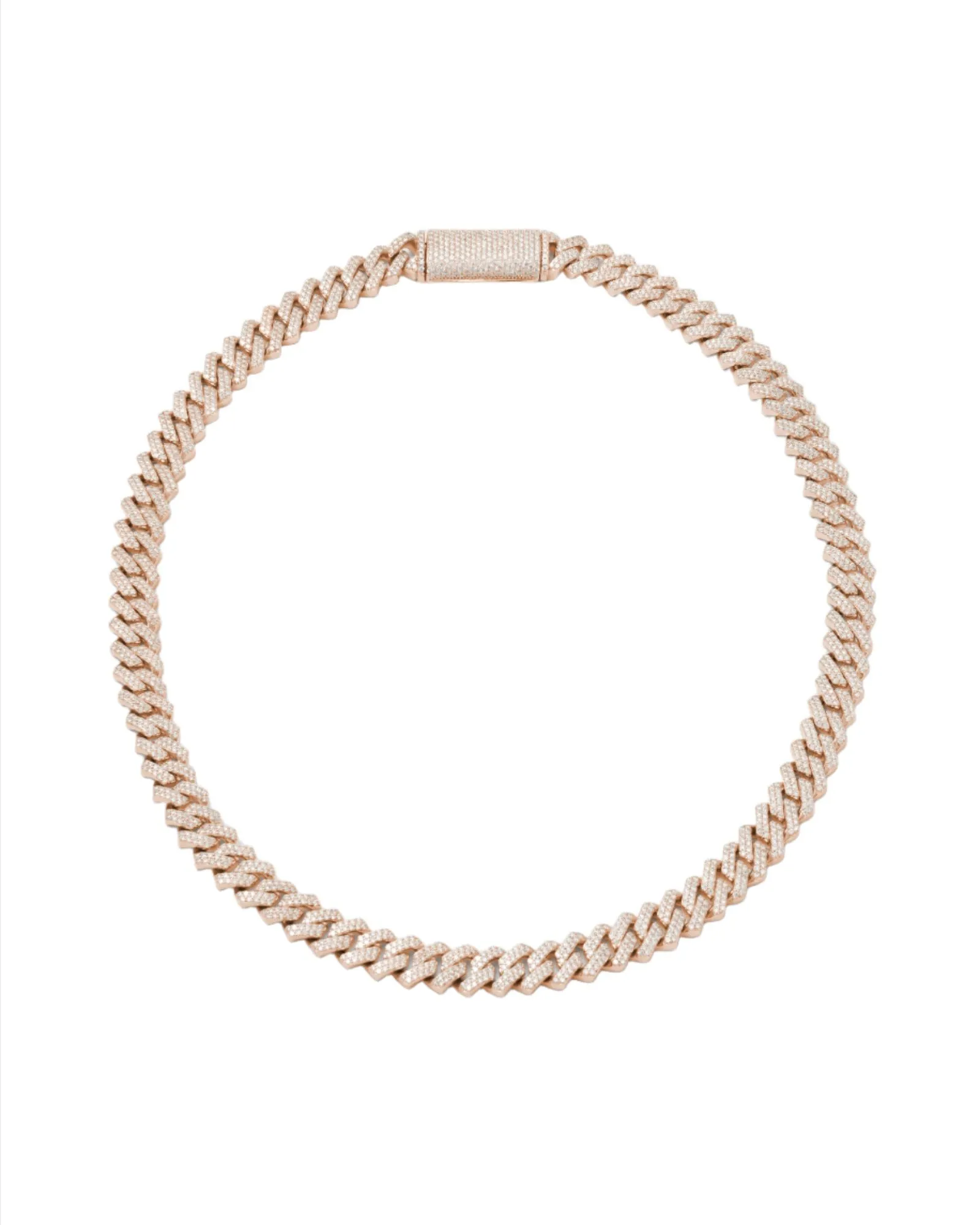10mm Prong Pavé 18K Rose Gold coated Silver Necklace w. Moissanite