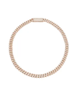 10mm Prong Pavé 18K Rose Gold coated Silver Necklace w. Moissanite