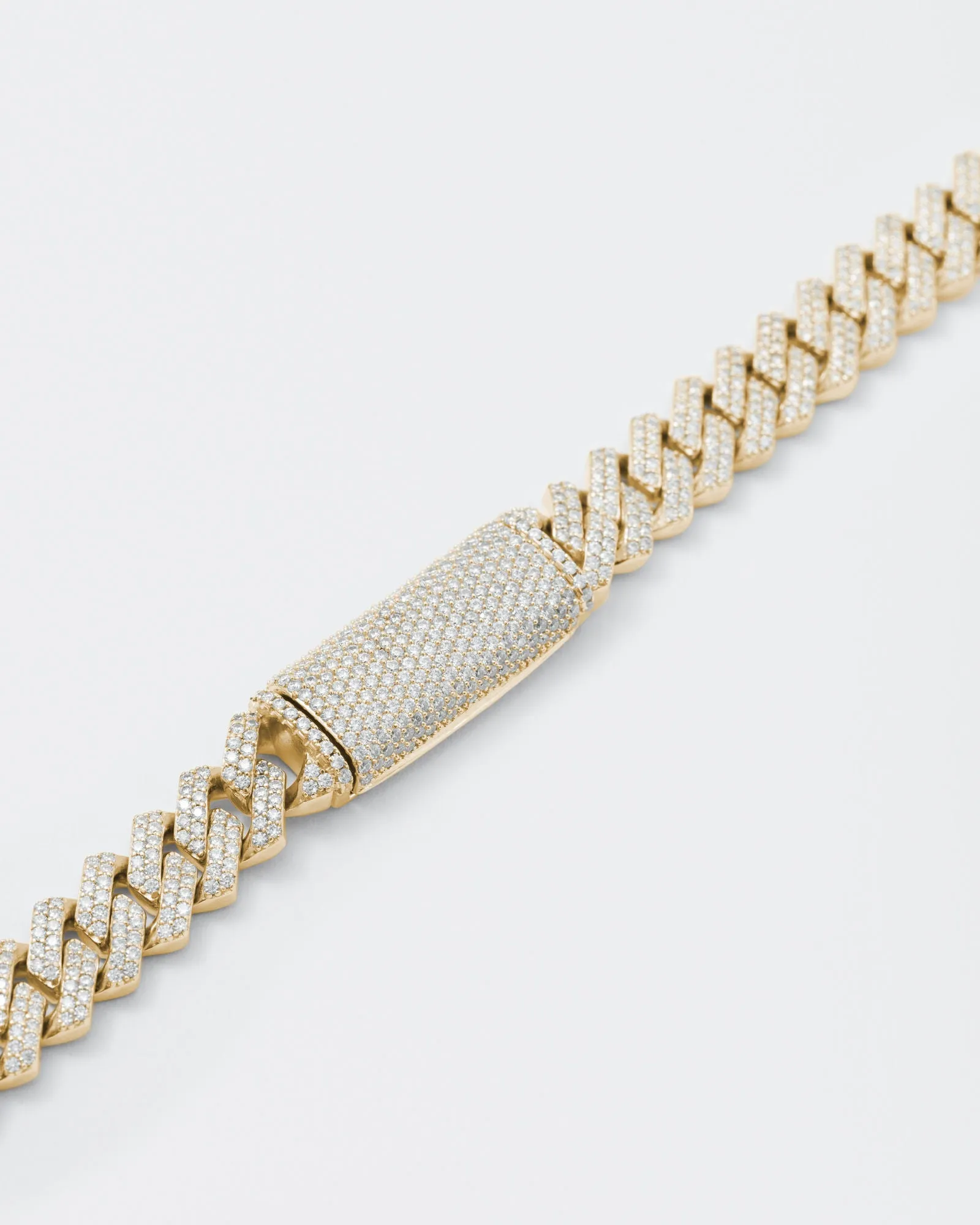 10mm Prong Pavé 18K Yellow Gold coated Silver Bracelet w. Moissanite