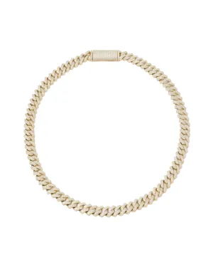 10mm Prong Pavé 18K Yellow Gold coated Silver Necklace w. Moissanite