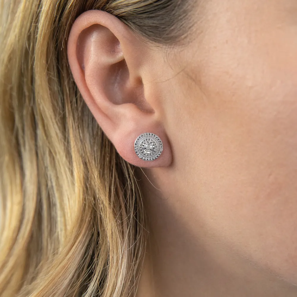 14 Brilliant Diamonds Stud Earrings in Sterling Silver Shiels