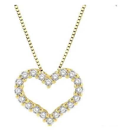14K Gold 1/2cttw Diamond Open Heart Pendant