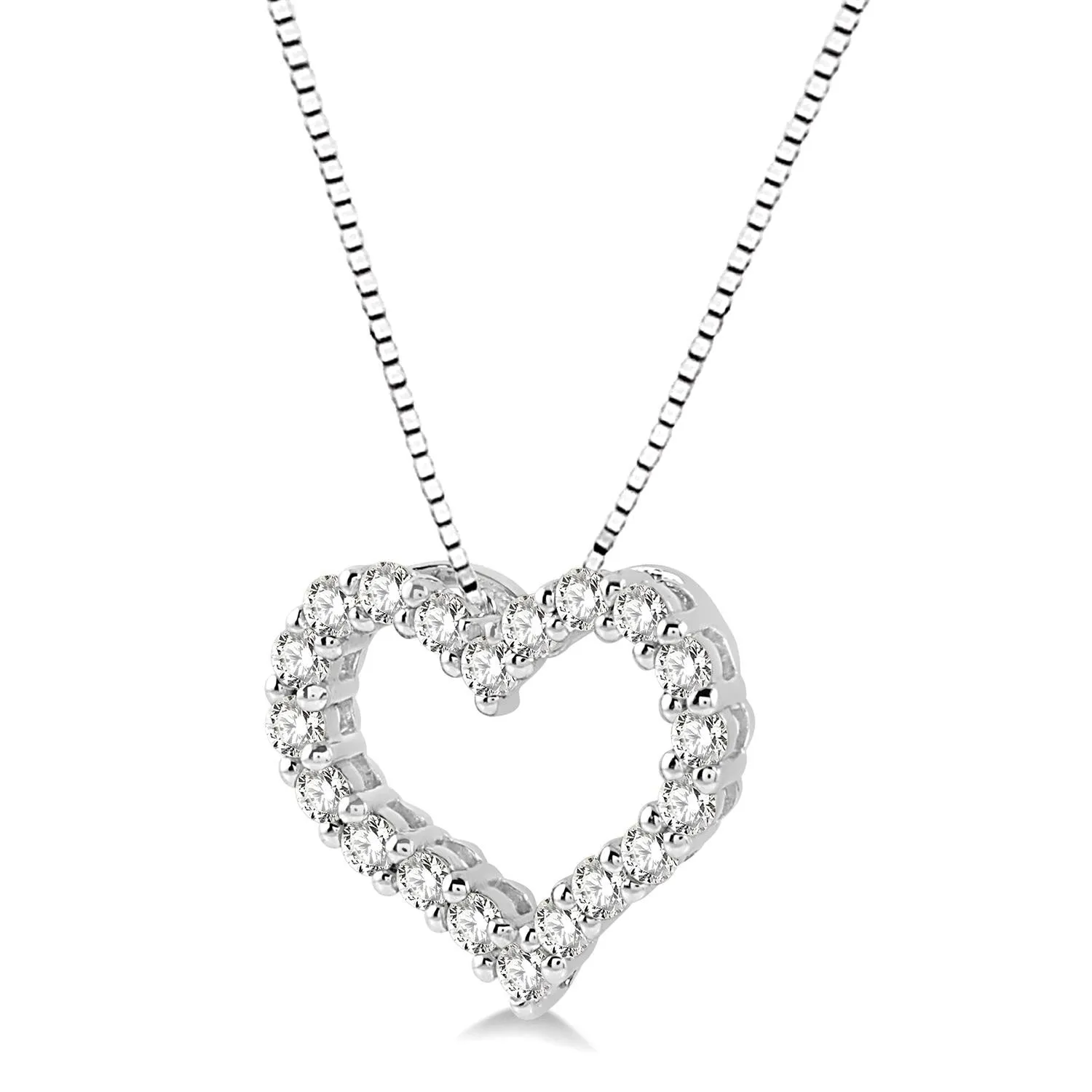14K Gold 1/2cttw Diamond Open Heart Pendant