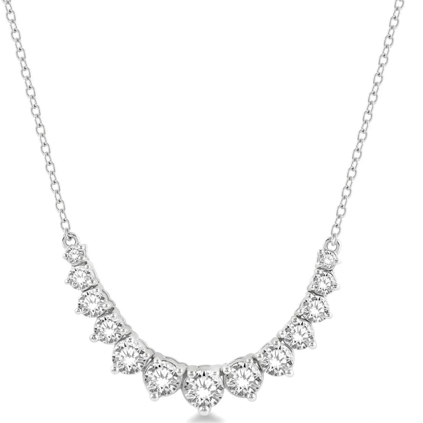 14K Gold 1cttw Graduated Diamond Smile Pendant