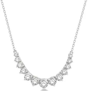 14K Gold 1cttw Graduated Diamond Smile Pendant