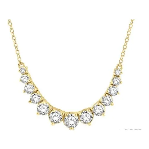 14K Gold 1cttw Graduated Diamond Smile Pendant