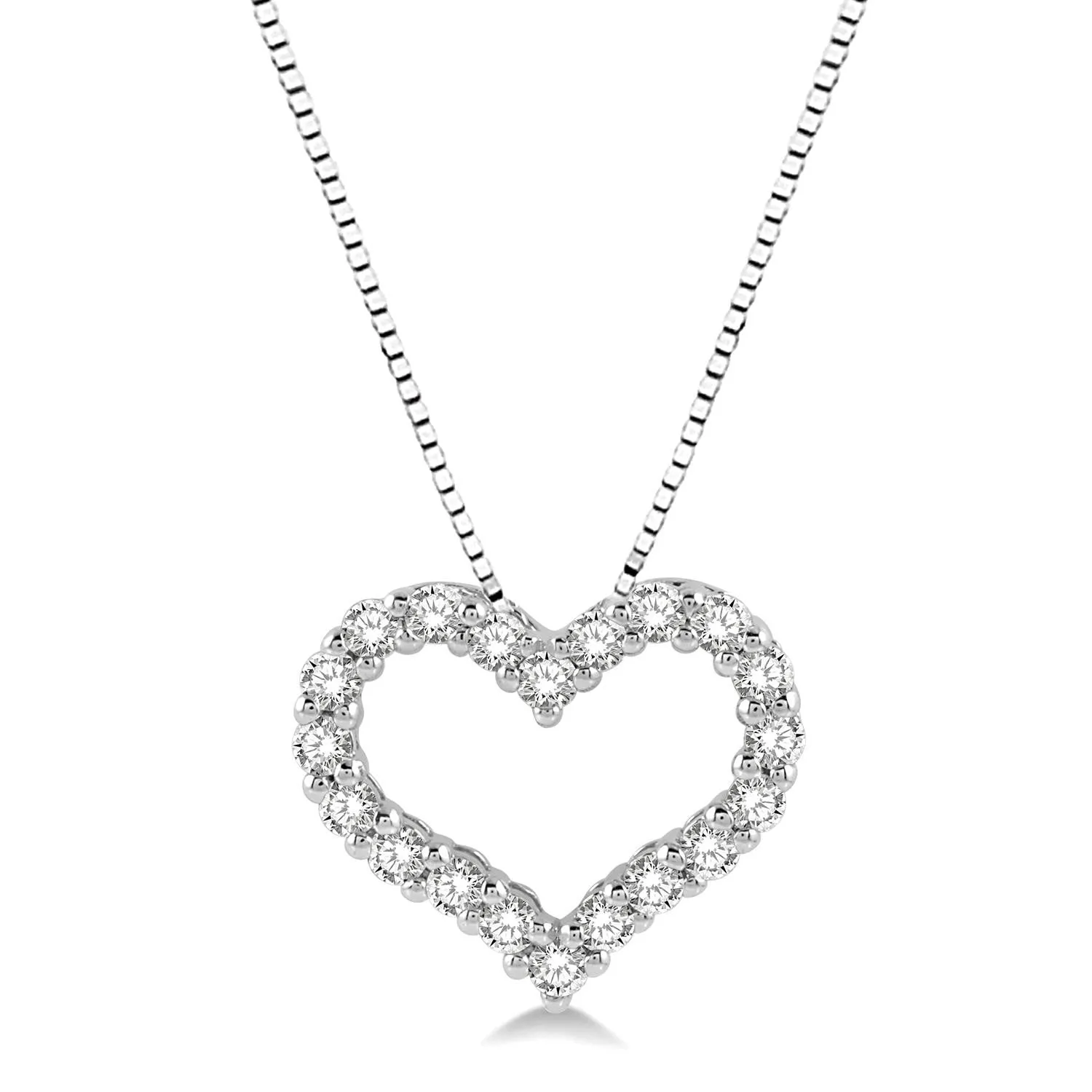 14K Gold 3/4cttw Diamond Open Heart Pendant