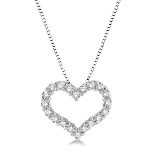 14K Gold 3/4cttw Diamond Open Heart Pendant