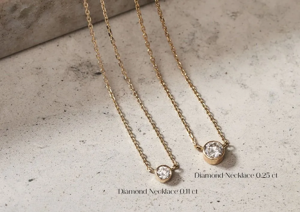 14K Gold Necklace Necklace w. 0.25ct Diamond