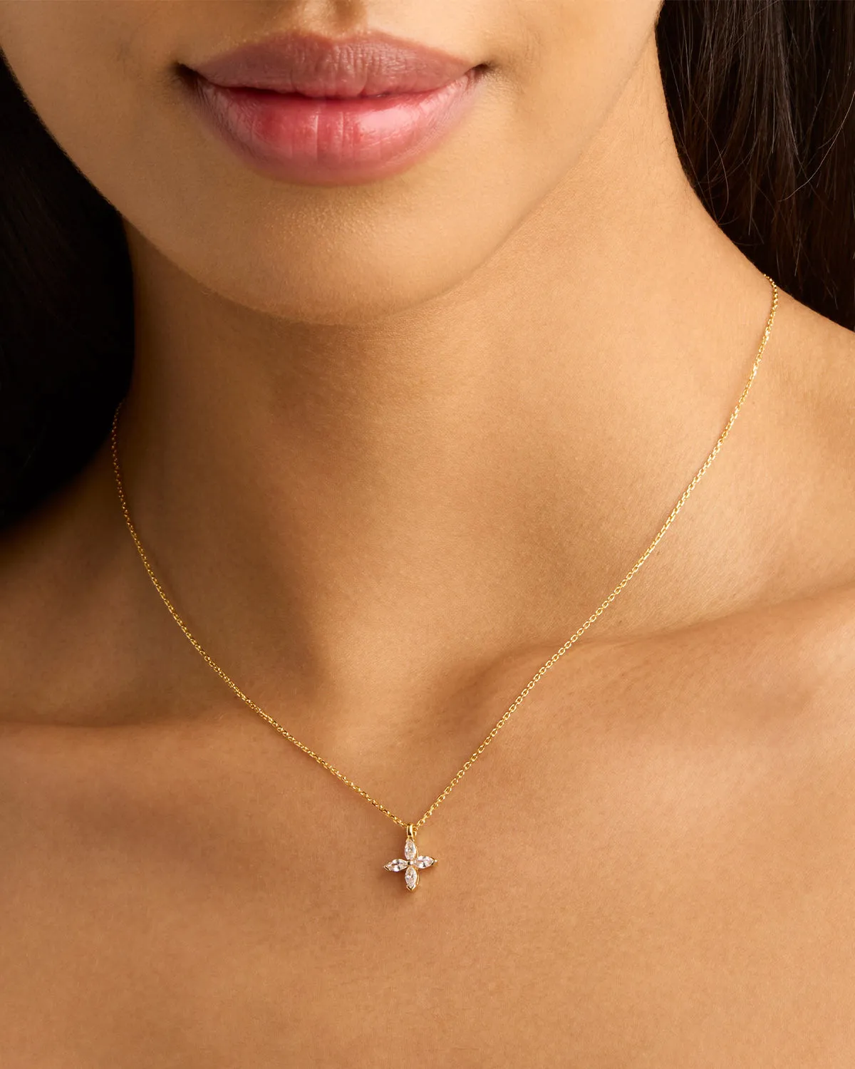 14k Solid Gold Blossom Lab-Grown Diamond Necklace Bycharlotte