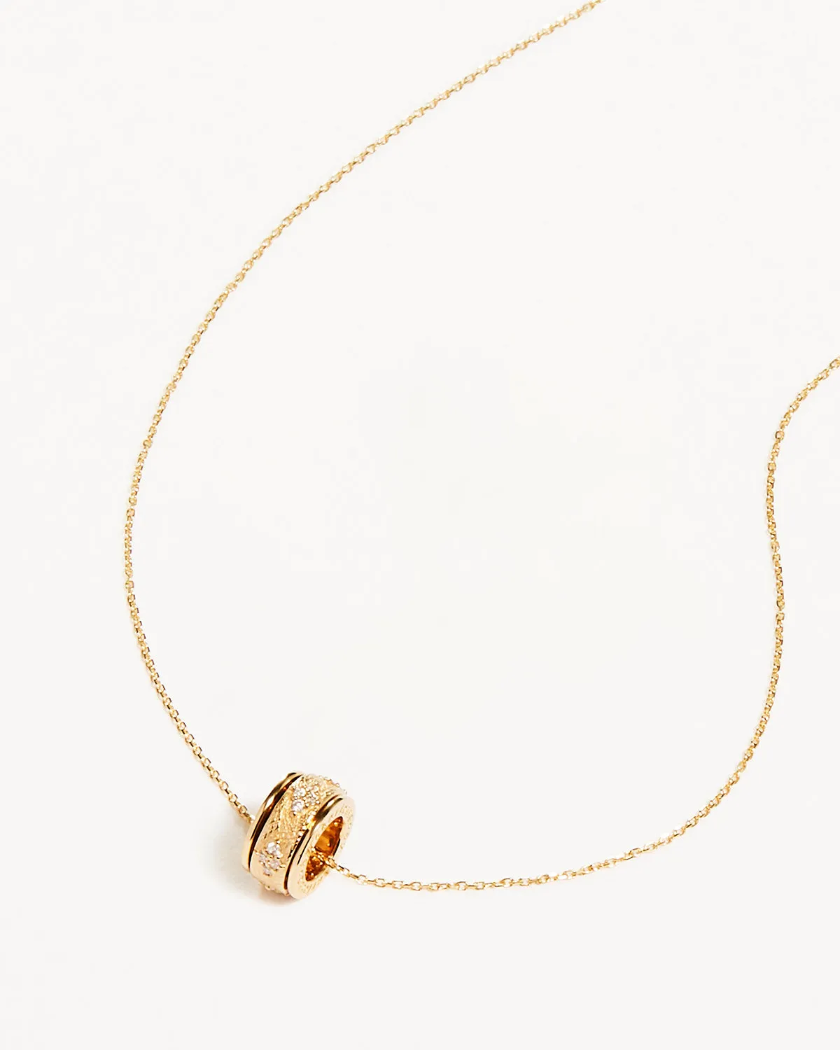 14k Solid Gold Breathe Spinning Meditation Lab-Grown Diamond Necklace Bycharlotte