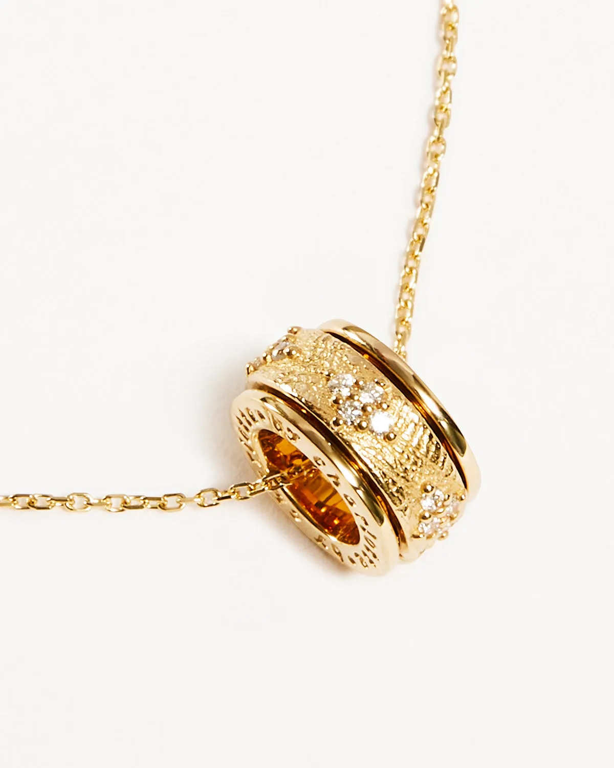 14k Solid Gold Breathe Spinning Meditation Lab-Grown Diamond Necklace Bycharlotte