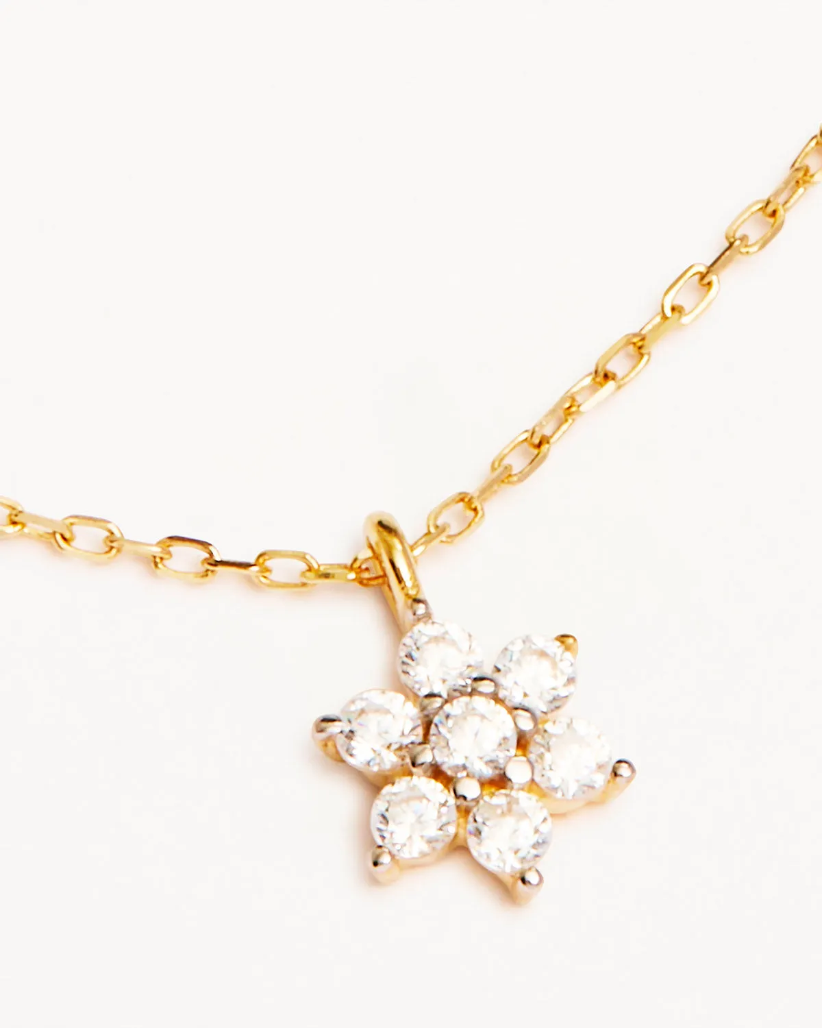 14k Solid Gold Crystal Lotus Flower Necklace Bycharlotte