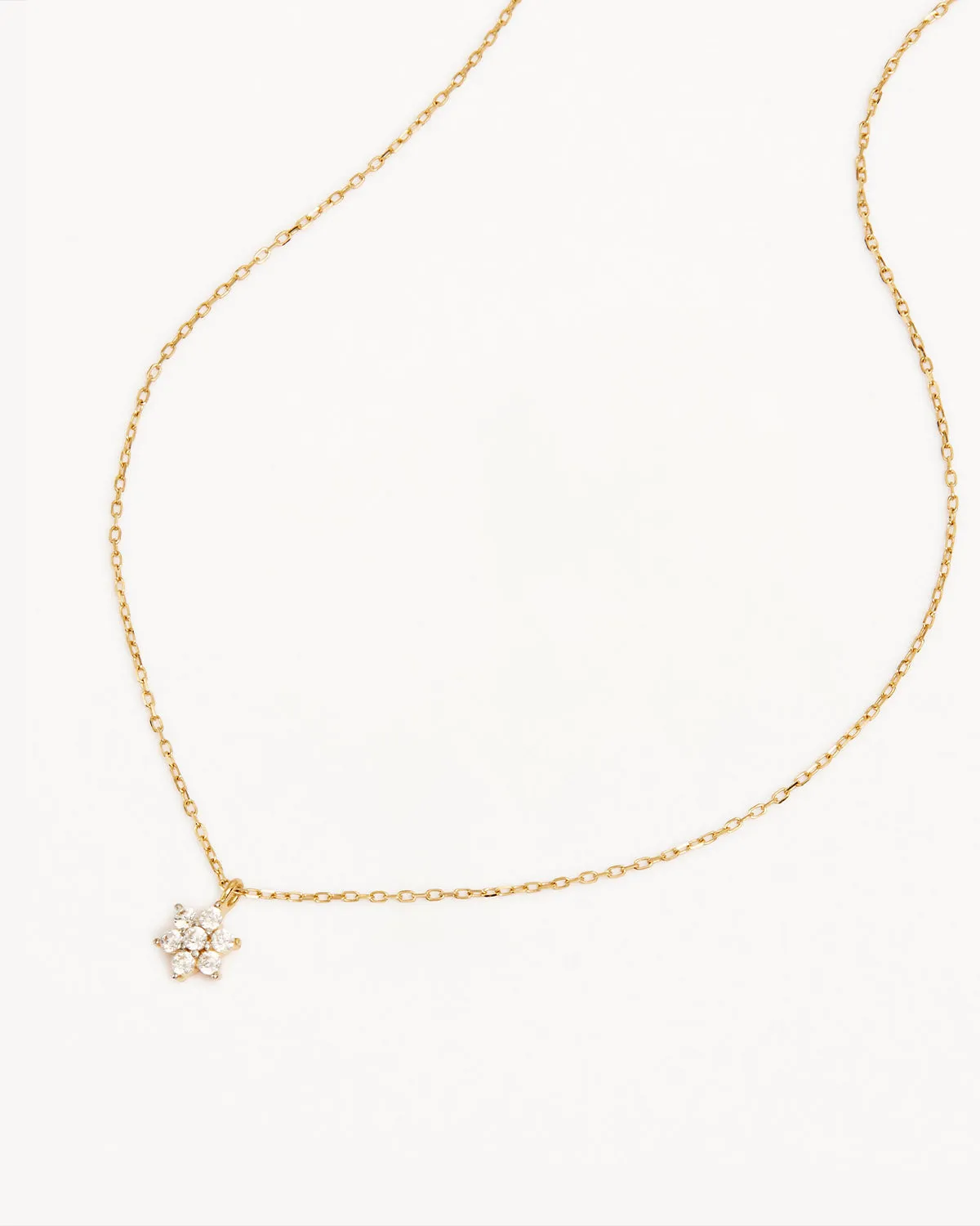 14k Solid Gold Crystal Lotus Flower Necklace Bycharlotte