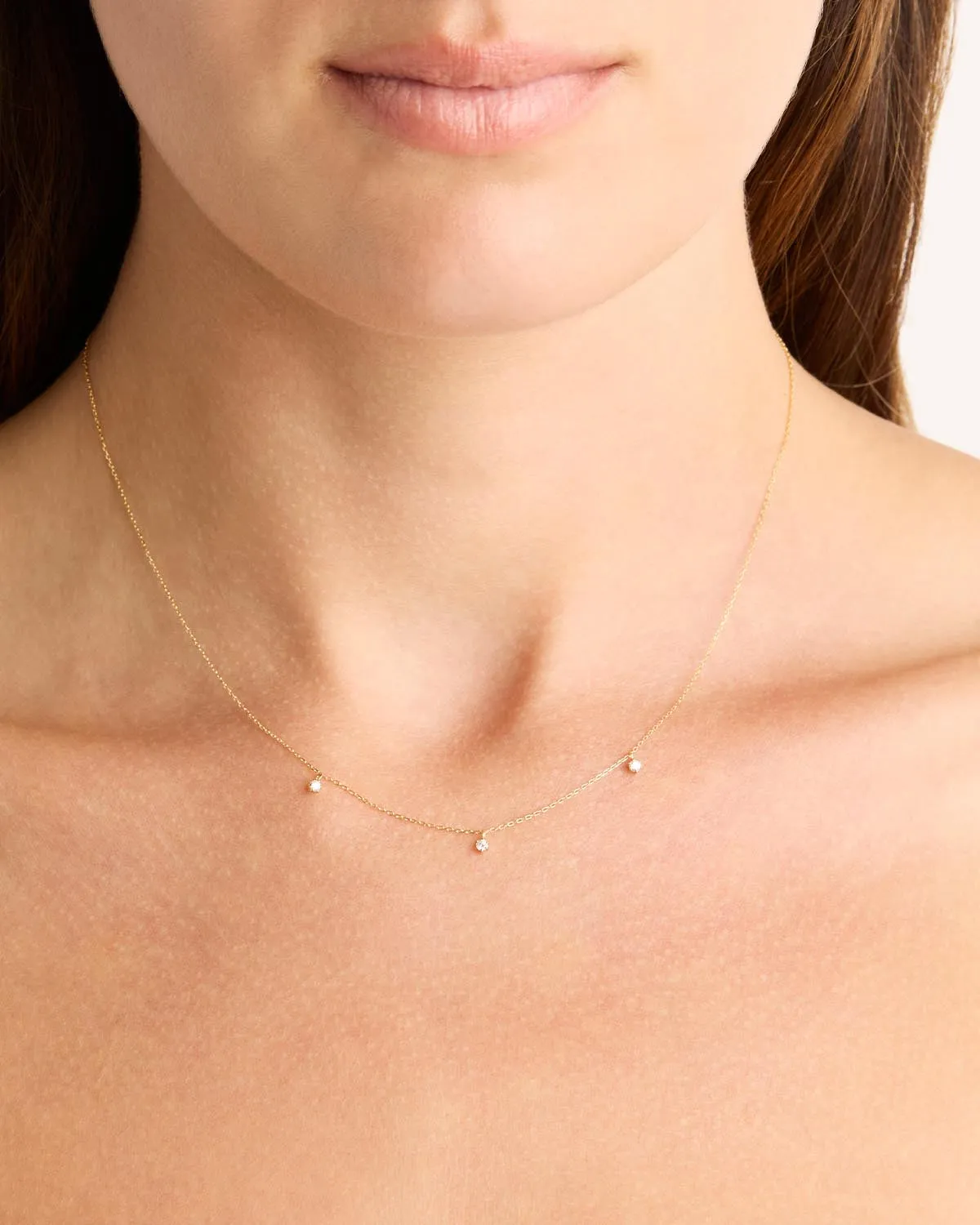 14k Solid Gold Droplets Diamond Necklace Bycharlotte