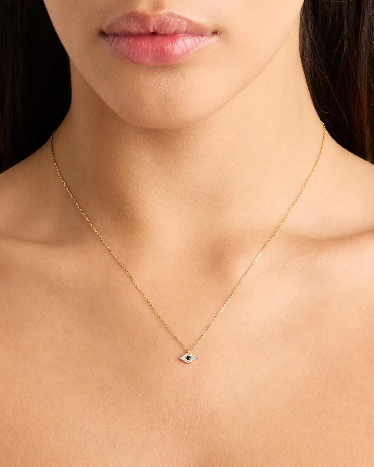 14k Solid Gold Evil Eye Necklace Bycharlotte
