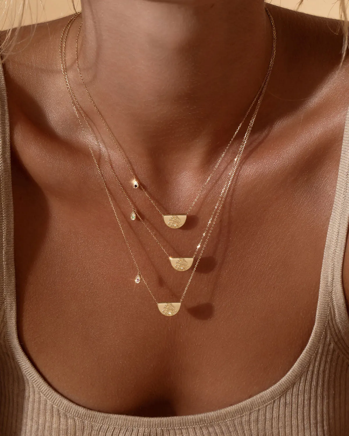 14k Solid Gold Lotus Birthstone Diamond Necklace - July - Ruby Bycharlotte