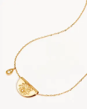 14k Solid Gold Lotus Birthstone Diamond Necklace - June - Moonstone Bycharlotte