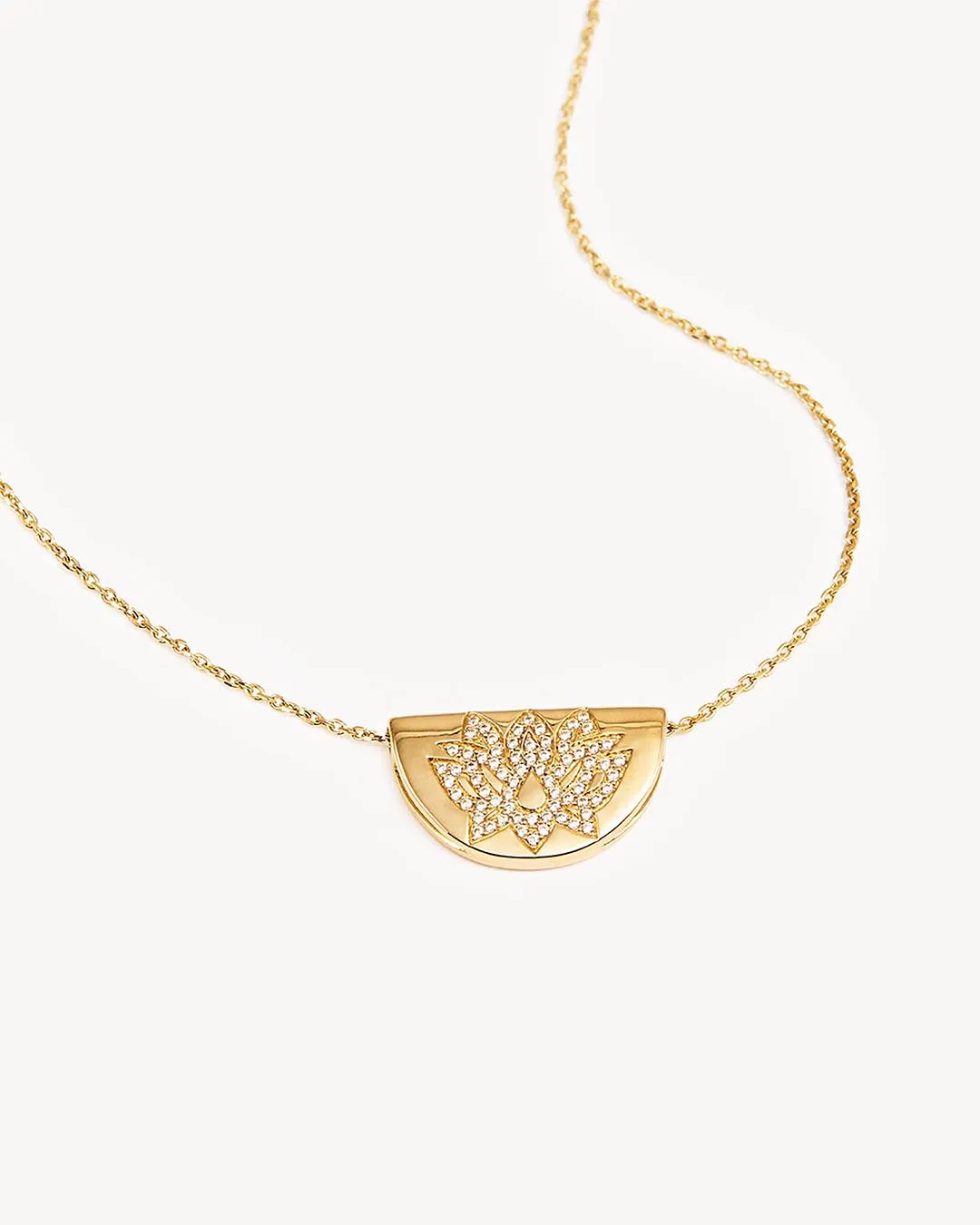14k Solid Gold Sacred Lotus Diamond Necklace Bycharlotte