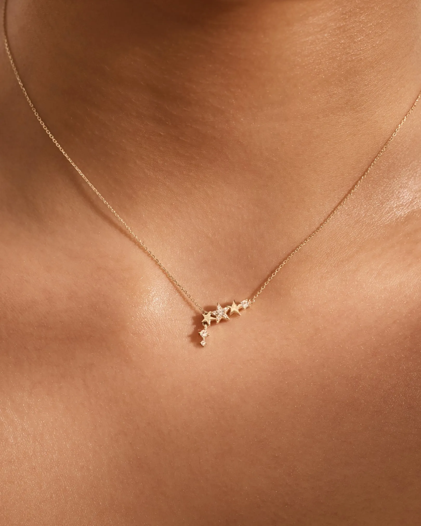 14k Solid Gold Stardust Lab-Grown Diamond Necklace Bycharlotte