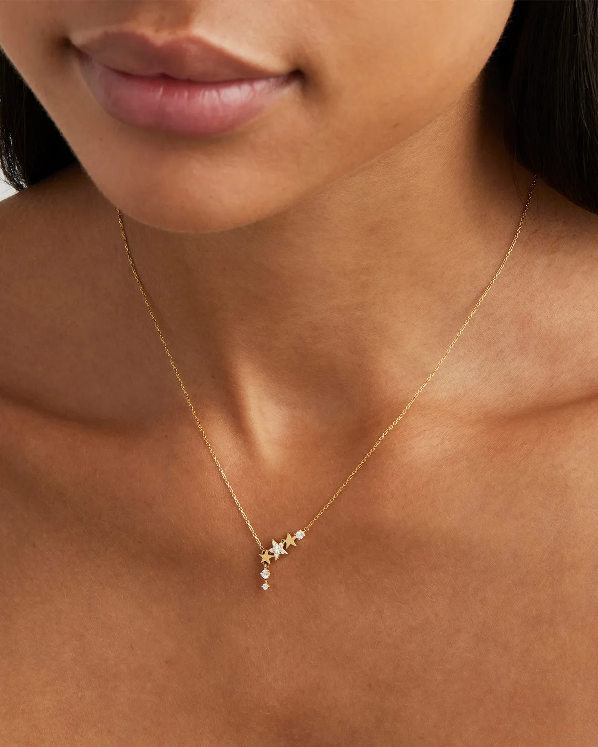 14k Solid Gold Stardust Lab-Grown Diamond Necklace Bycharlotte