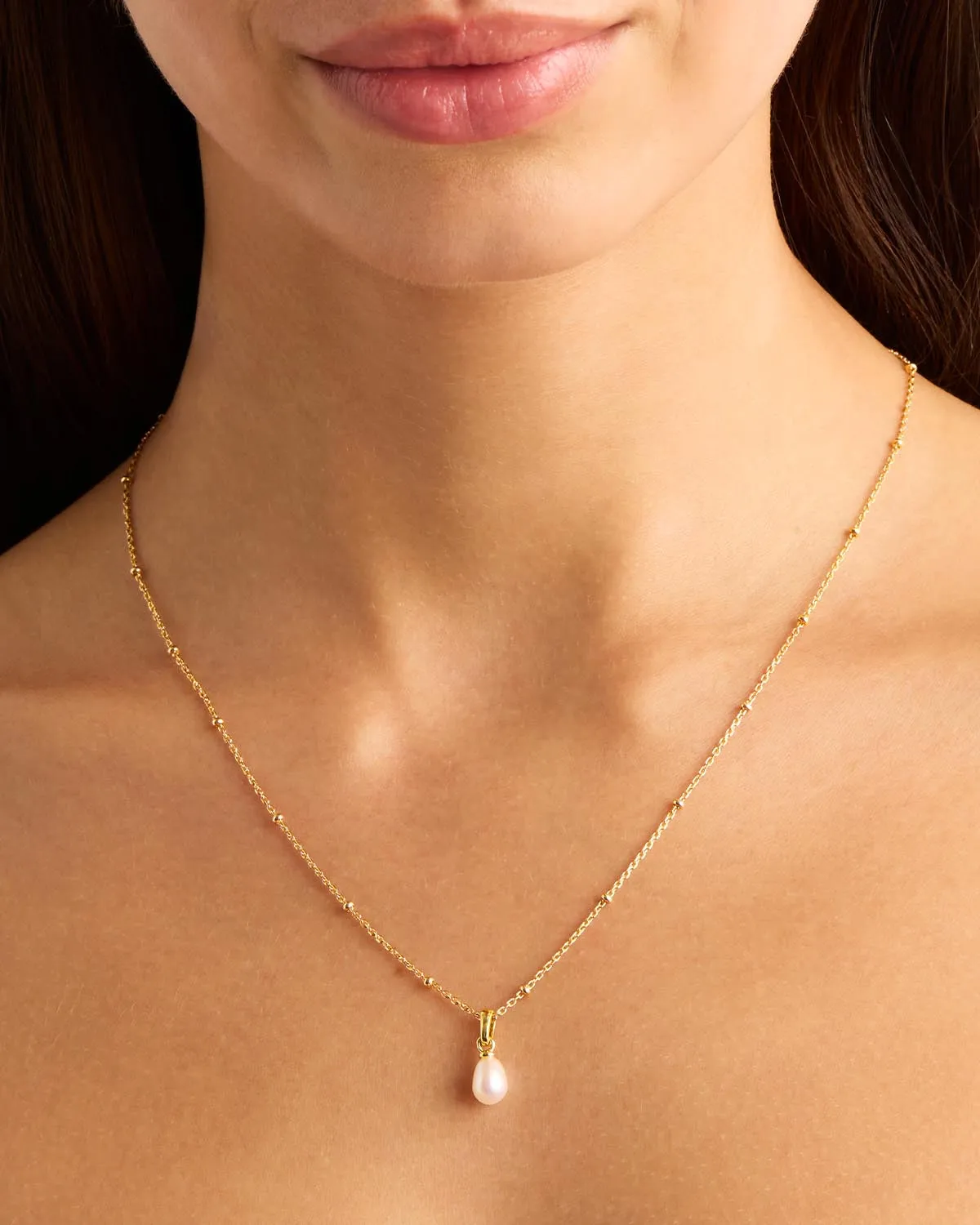 14k Solid Gold Tranquillity Pearl Necklace Pendant Bycharlotte