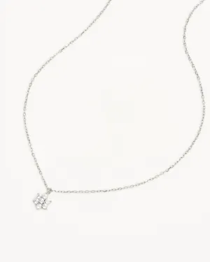 14k Solid White Gold Crystal Lotus Flower Necklace Bycharlotte